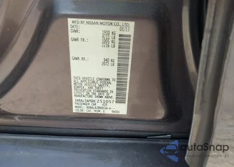 2013 Nissan Altima 2.5 S z USA, uszkodzony, nr VIN 1N4AL3AP6DC251057